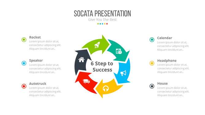 箭头旋转循环关系PPT图形