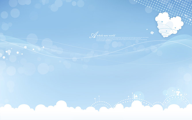 淡雅蓝天白云幻灯片背景图片