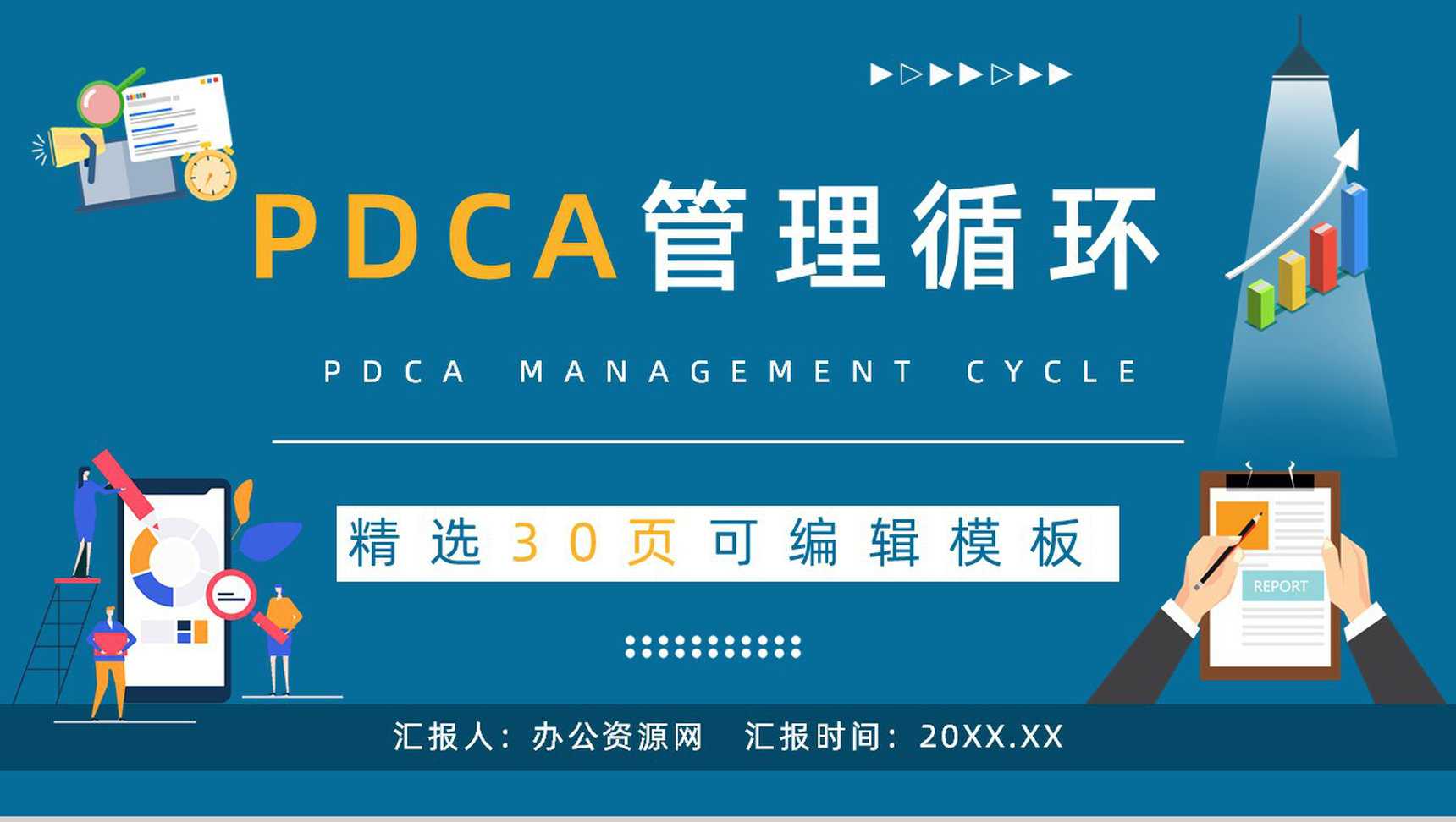公司质量管理计划执行PDCA管理循环案例分析总结PPT模板