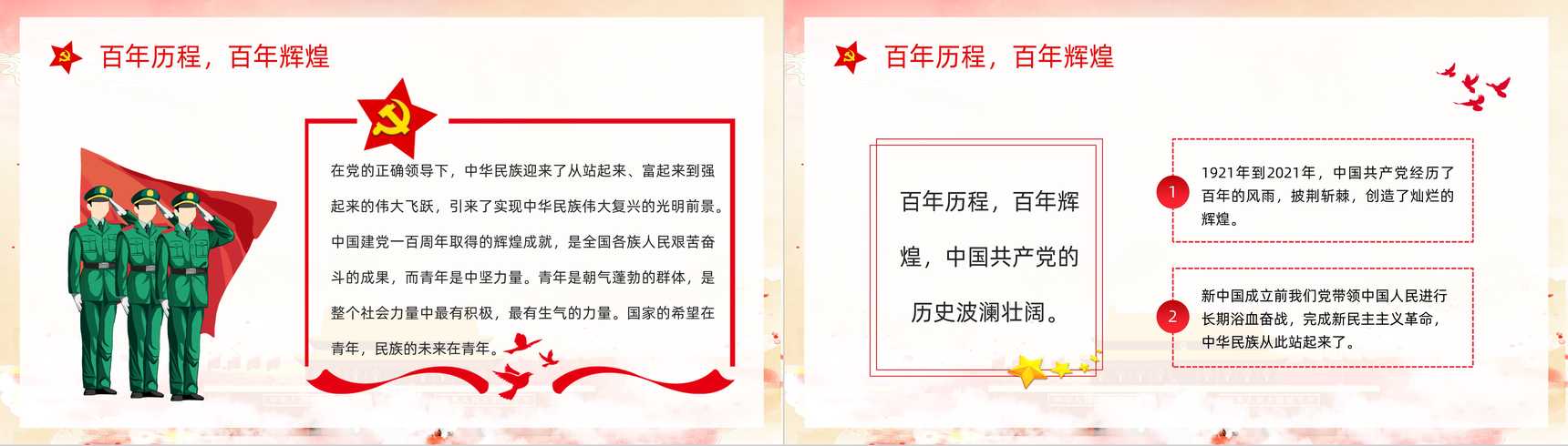 创意国潮风青春向党奋斗强国党员党风教育青少年党政知识专题讲座PPT模板-3