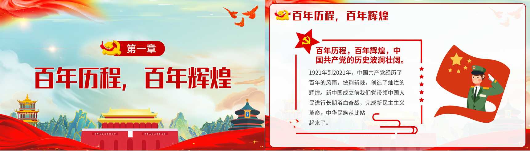 国潮风青春向党奋斗强国青少年爱国爱党党建教育主题班会PPT模板-3
