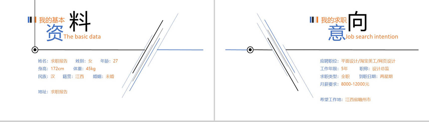 欧美淡蓝色求职报告自我介绍PPT模板-2