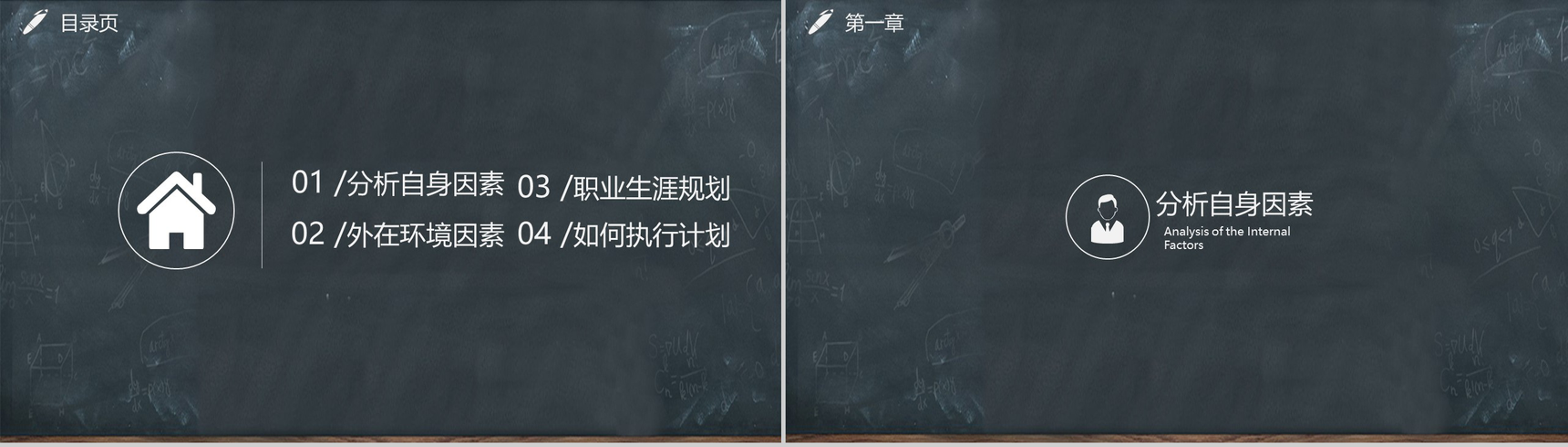 黑板画大学生职业生涯规划PPT模板-2