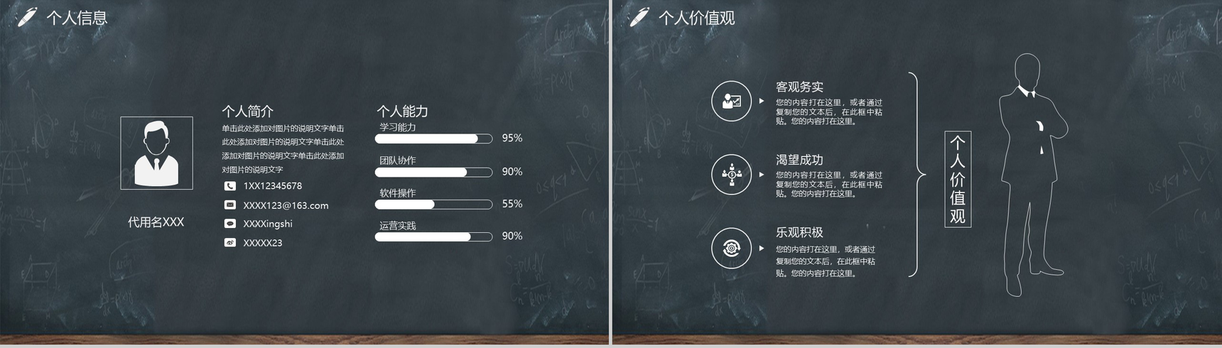 黑板画大学生职业生涯规划PPT模板-3