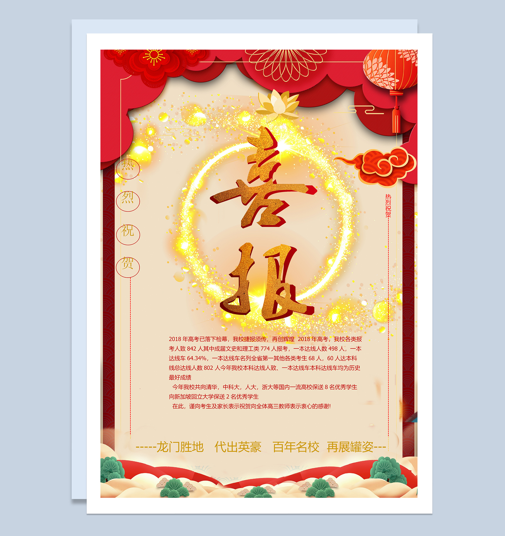 大气高考喜报Word模板