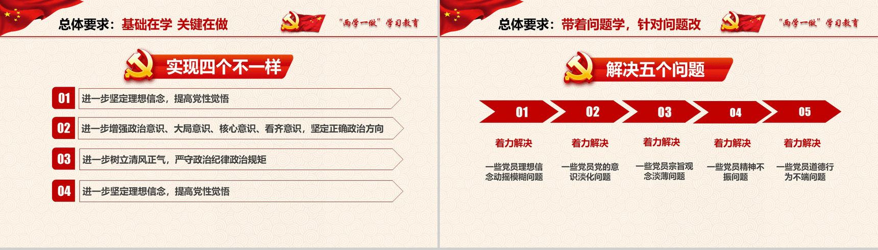 红色大气“两学一做”学习教育党政教育演讲PPT模板-6