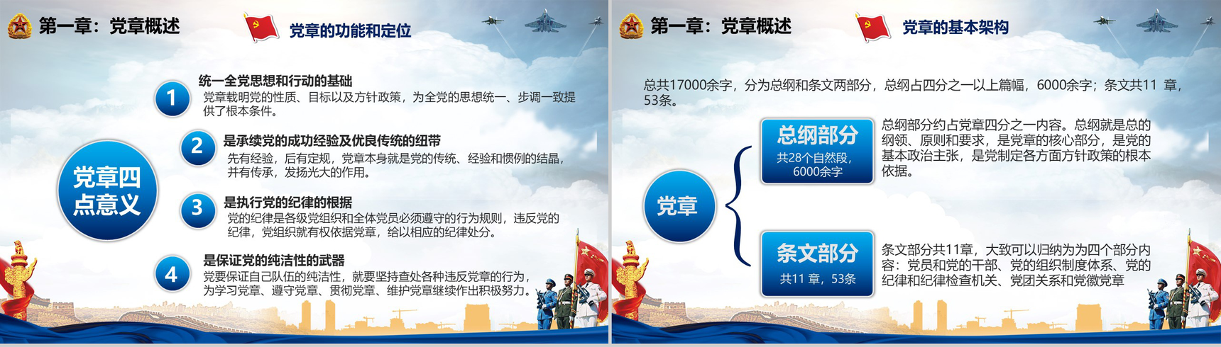 蓝色大气学习党章党政党建汇报总结PPT模板-4