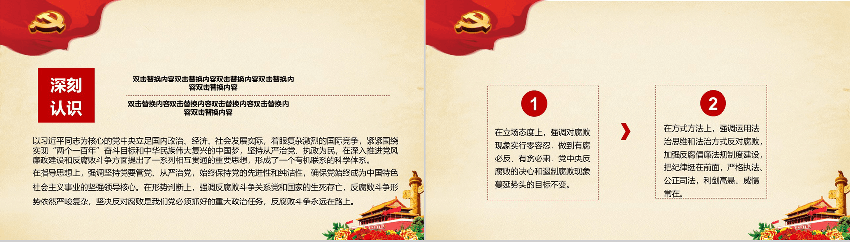 简约坚定不移反对腐败思想党政党风建设PPT模板-3