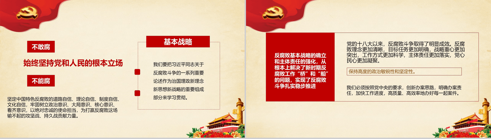 简约坚定不移反对腐败思想党政党风建设PPT模板-7