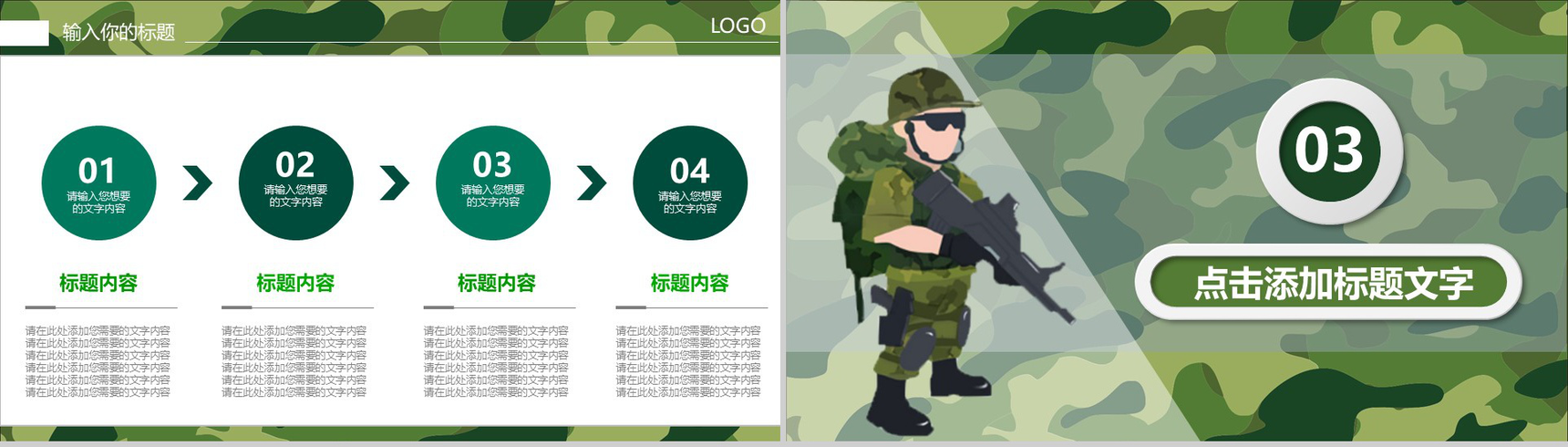 迷彩军绿军队特种部队武警PPT模板-8
