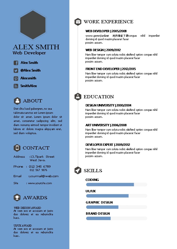 实习生英文简历模板word格式