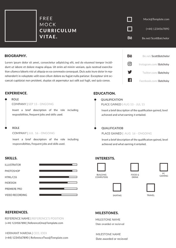 高端大学生简历模板psd格式