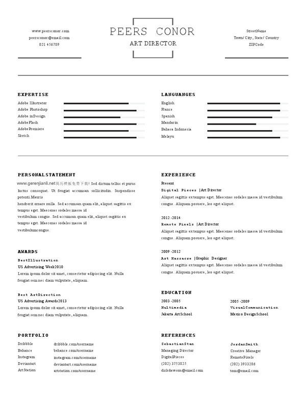 应届英文简历模板word格式