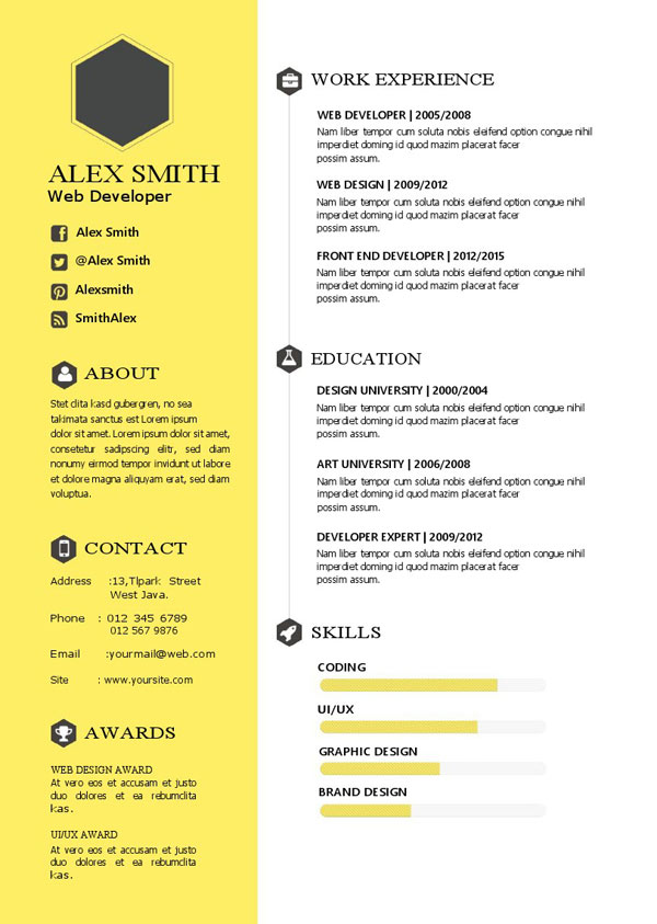 电子版英文简历模板下载