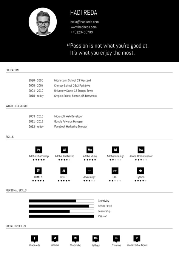 大学生求职简历psd模板