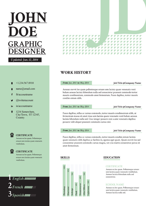 彩色个人简历psd模板