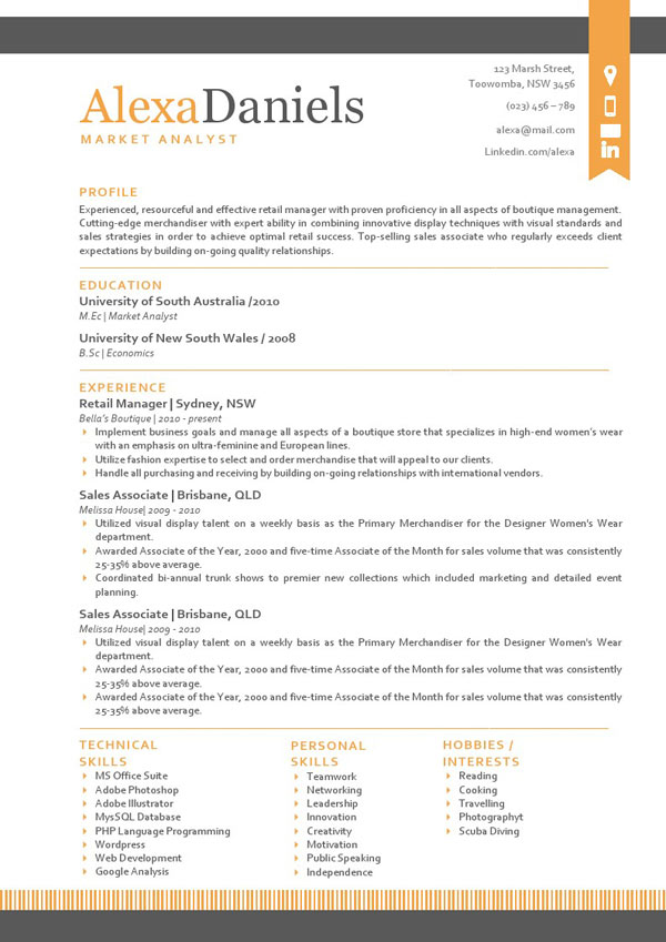 大气英文简历模板下载