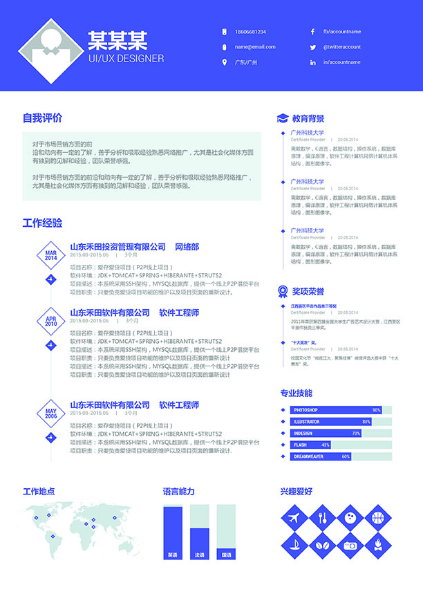 简洁大方简历psd模板